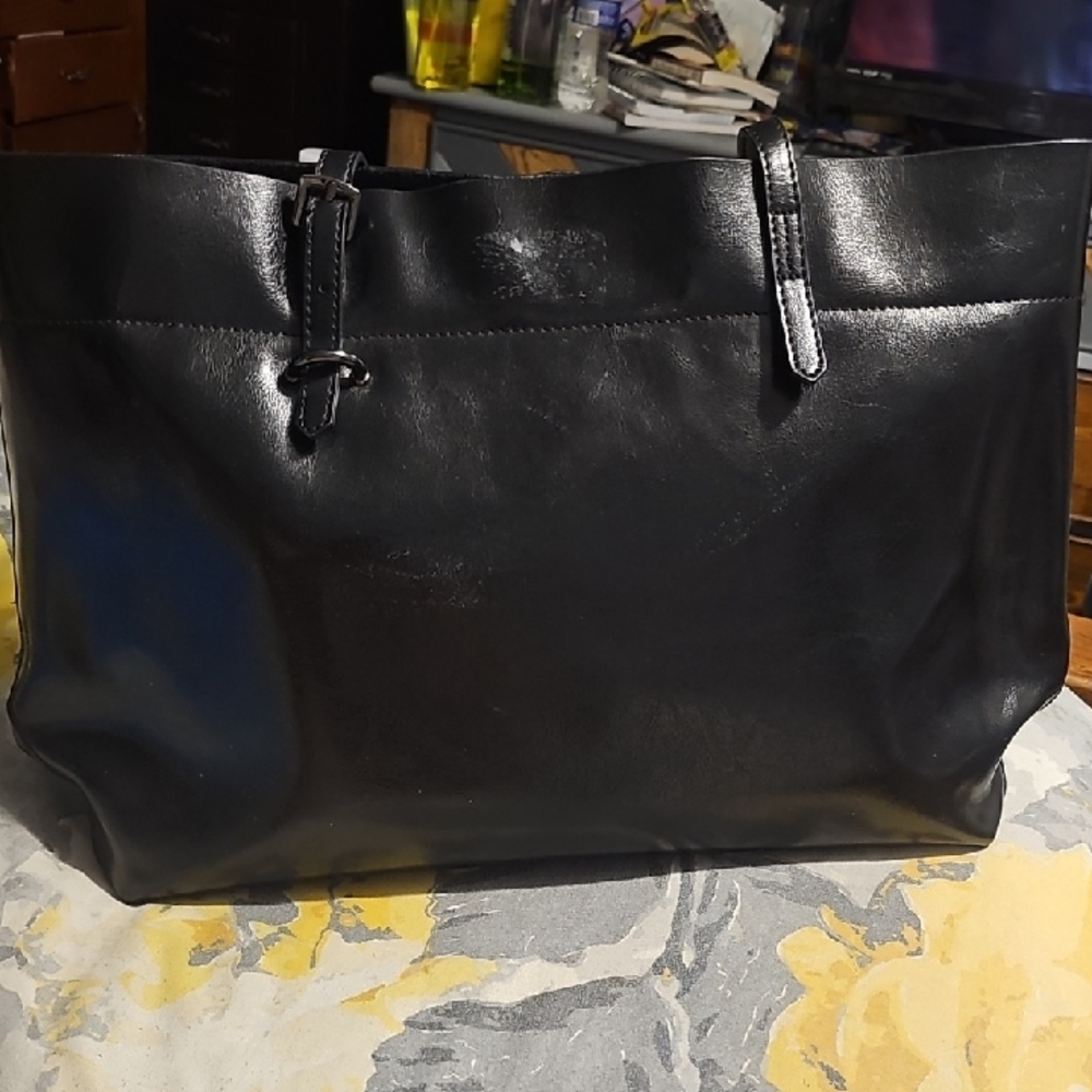 Kattee Designer Chic Black Leather Tote Bag